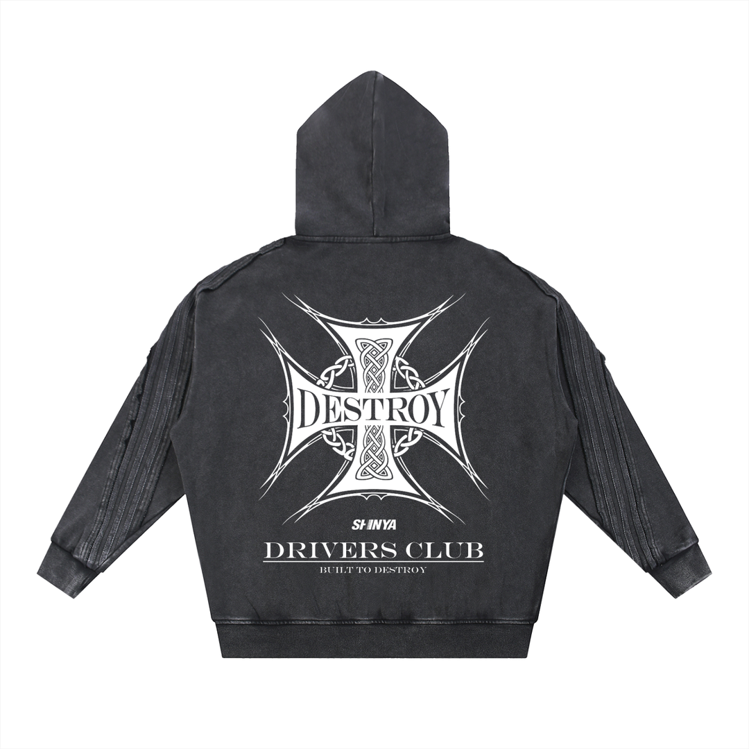 Destroy Club Raw Edge Zip Hoodie