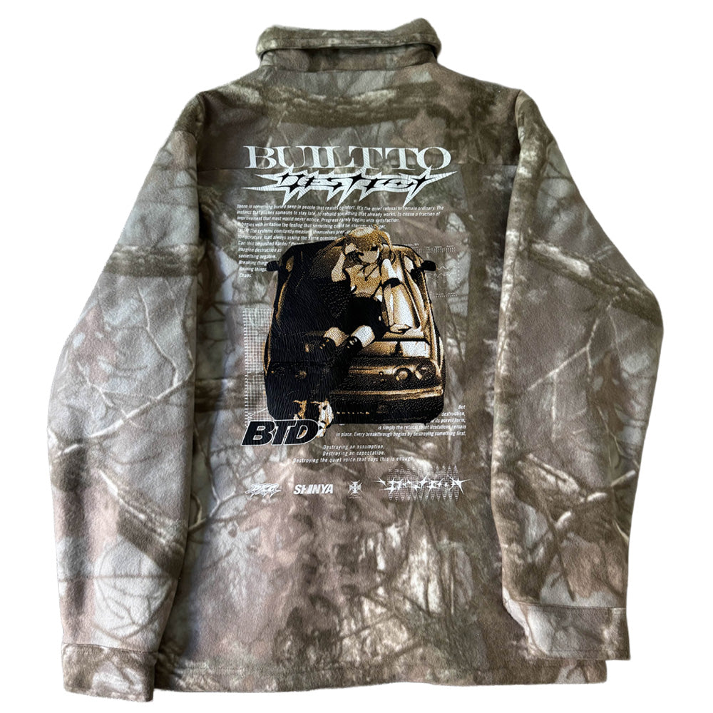 Destroy Fuzzy Button Up Jacket