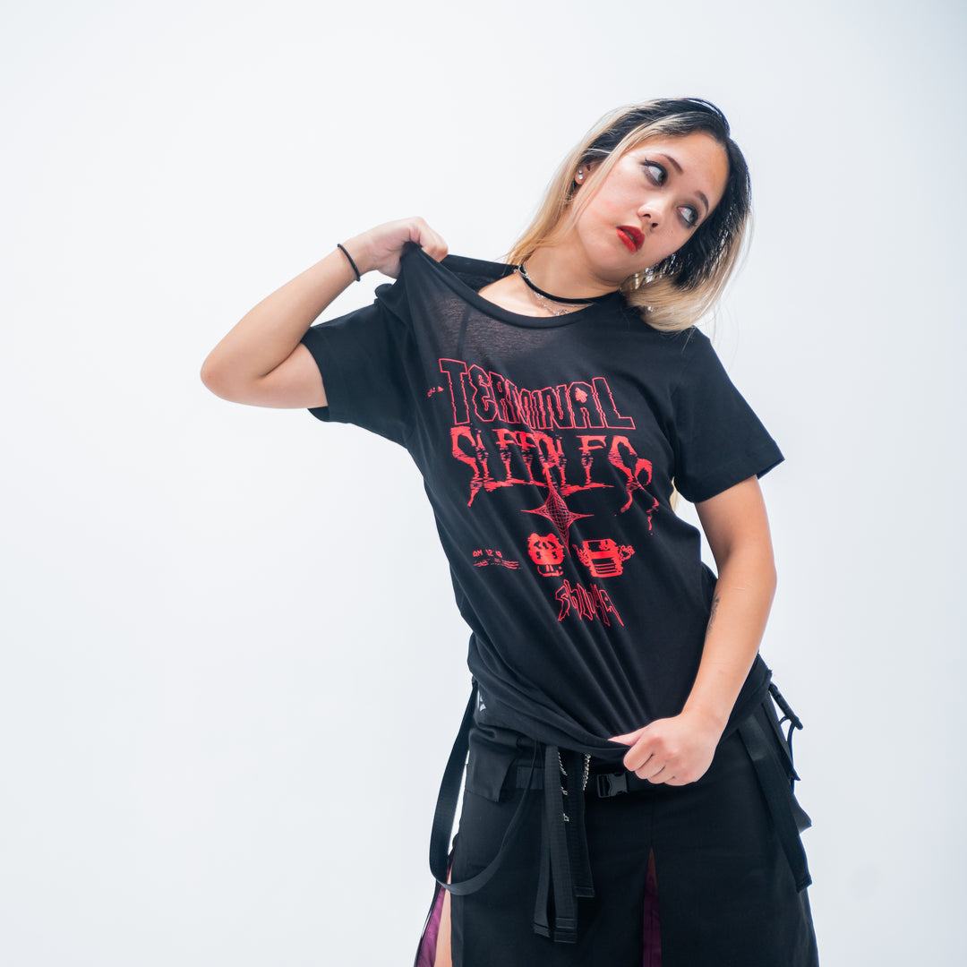 black and red shinya sleepless shirt