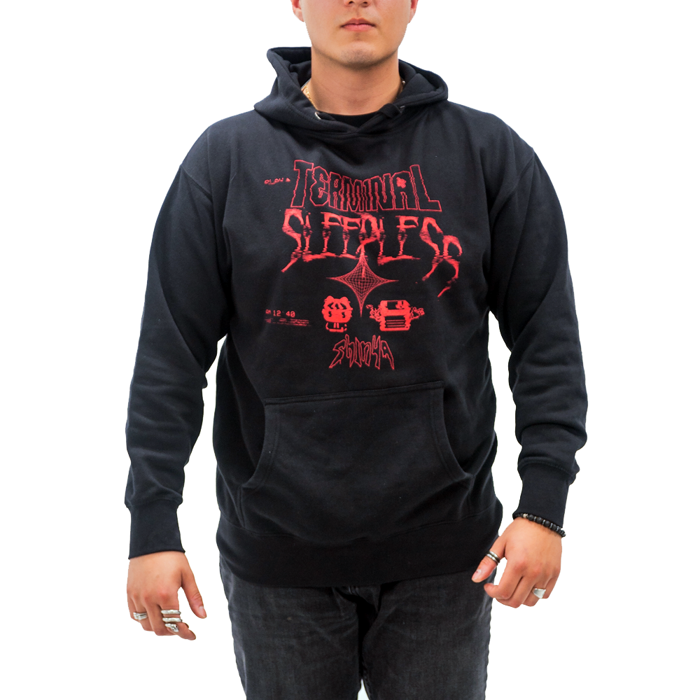 black and red shinya sleepless hoodie