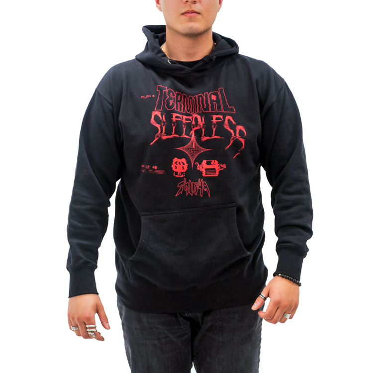 black and red shinya sleepless hoodie