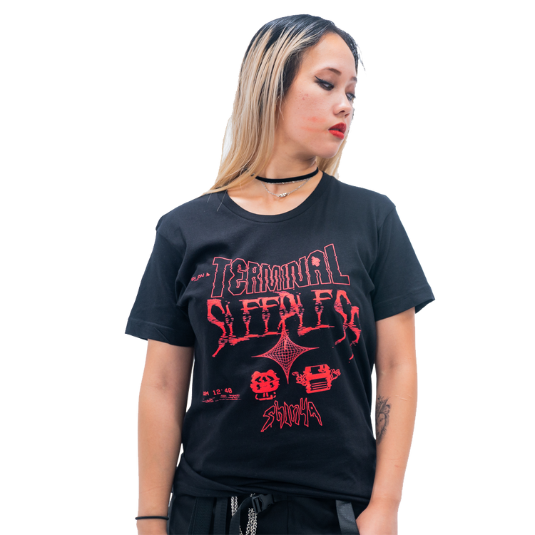 black and red shinya sleepless shirt