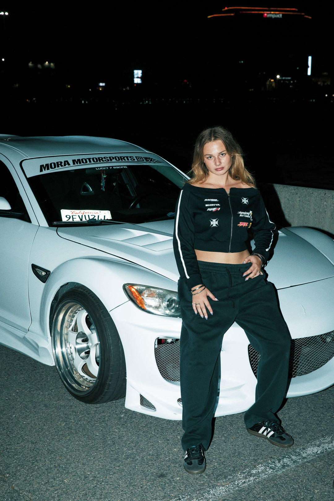 Pit Crew Off-Shoulder Zip Sweater