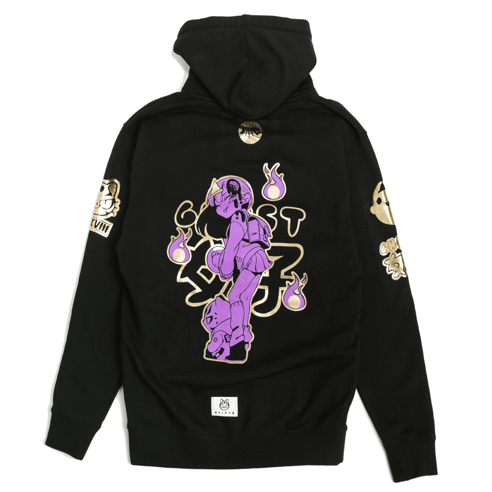 ★Nice Ghost Club★SPARY ANIME HOODIE gummy bear & logo hoodie[black] - niceghostclub